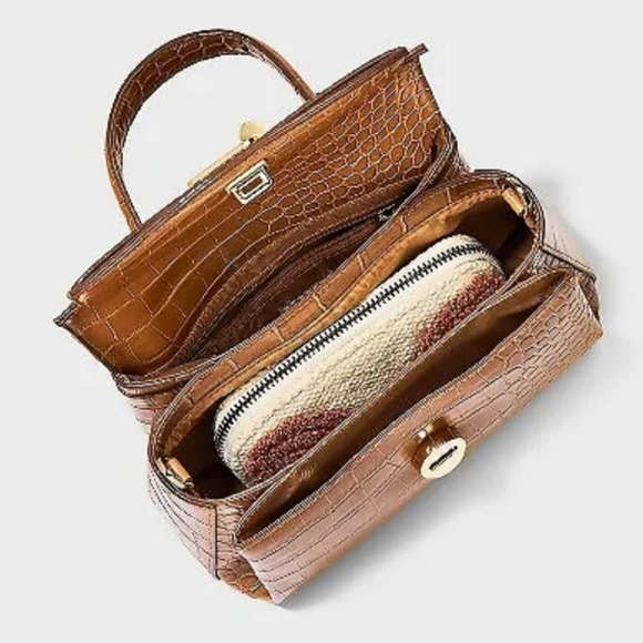 Crocodile Print Mini Top Handle Crossbody Bag - A New Day Brown - Picture 5 of 7